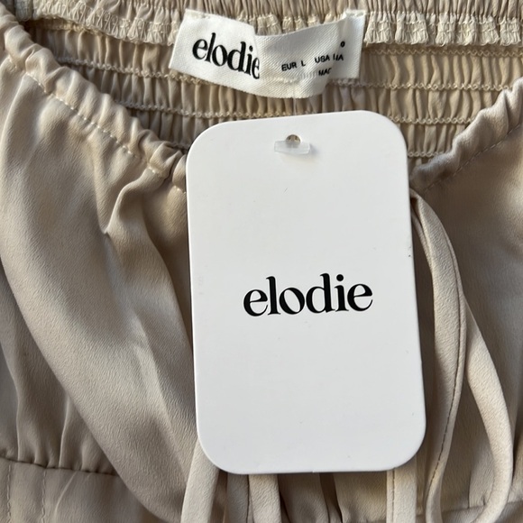 NWT Elodie Women’s Size Large cropped corset style silky neutral cream tank top - Picture 2 of 3